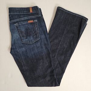 7 For All Mankind "A" Pocket Women's Flare Jeans 30 Pink Crystal Copper Hardware